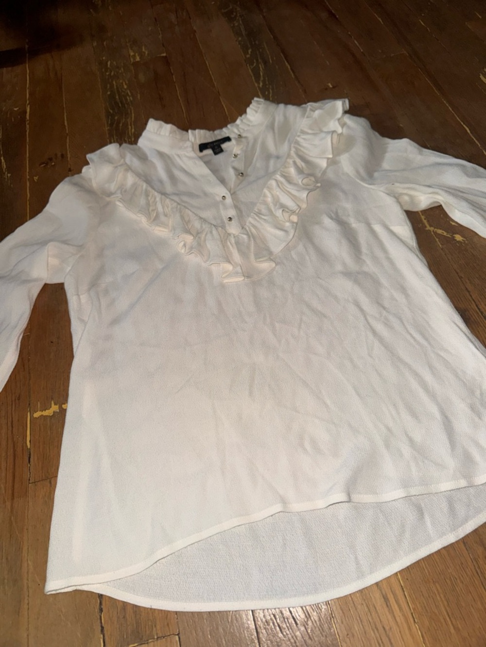 Ella Moss Cream Ruffle V-Neck Long Sleeve Blouse